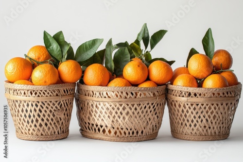 fruit harvest, tangerine harvest captured in a stunning display against a white backdrop, glowing in the natural light photo