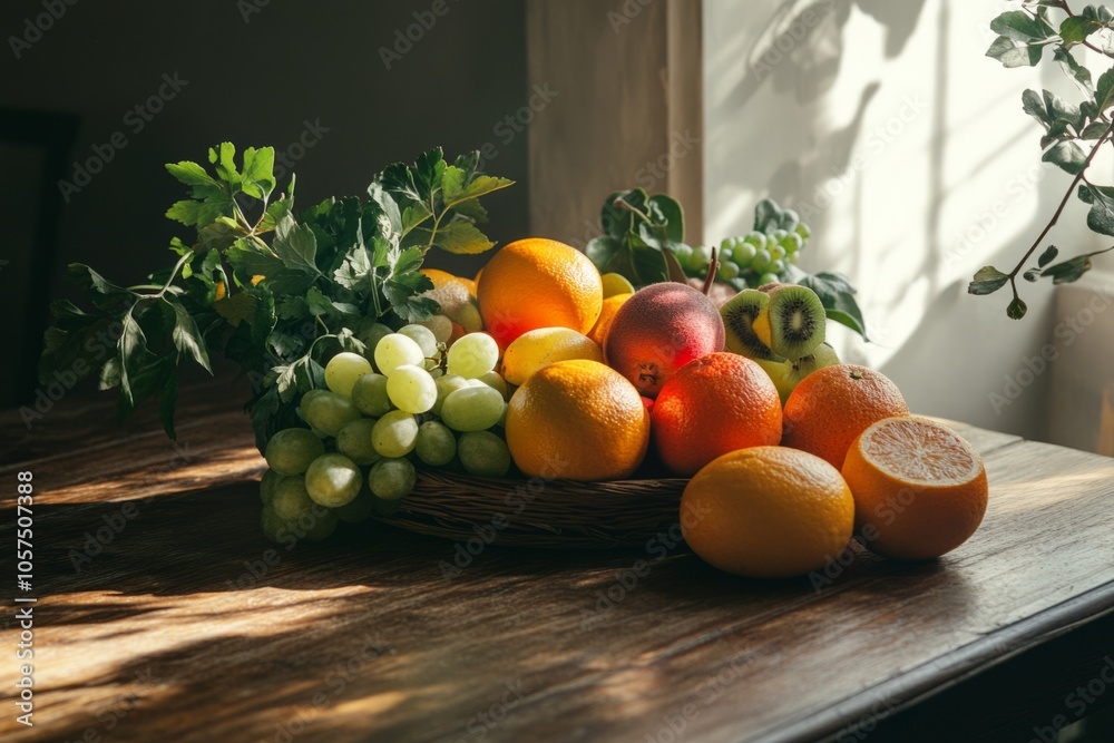A vibrant arrangement of fresh fruits showcases a variety of colors and textures. Ideal for healthy living and culinary inspiration. Perfect for food lovers. Generative AI