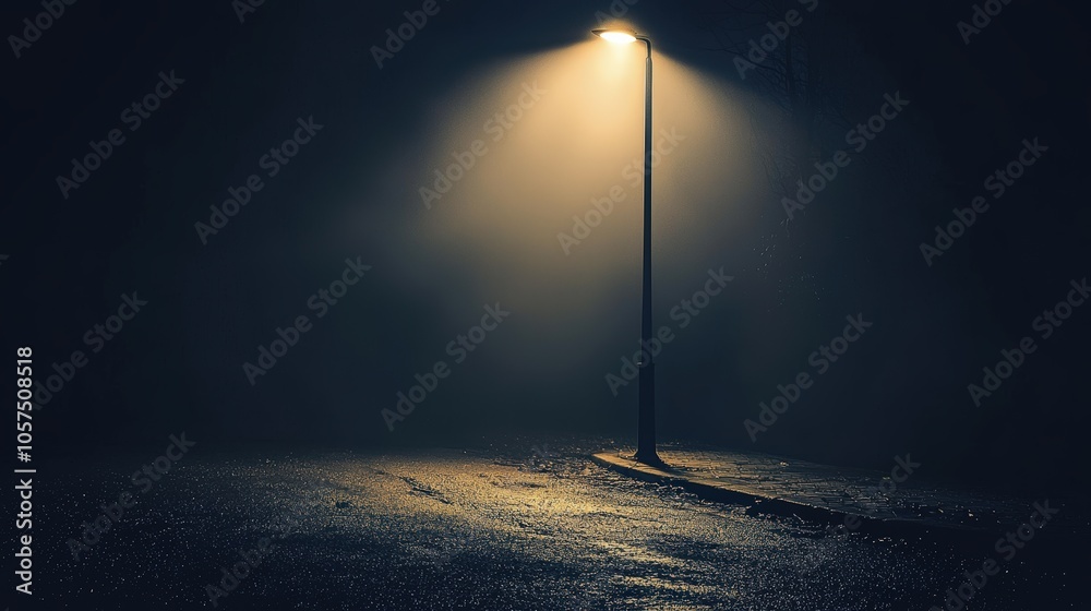 Streetlight illuminates fog Streetlight illuminates fog