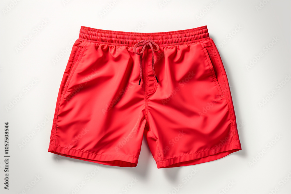 Close-up of waistband on pants or shorts, capturing detailed fabric and finishing. Red shorts Close-up of waistband on pants or shorts, capturing detailed fabric and finishing. Red shorts