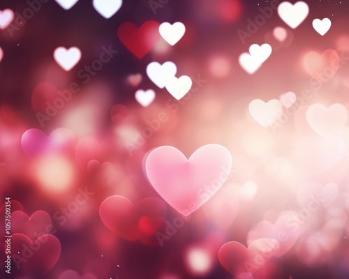 Pink heart bokeh background