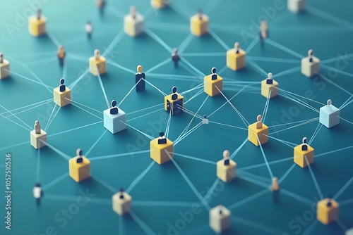 Abstract Business Network Connected Individuals in Growth Strategy Illustration