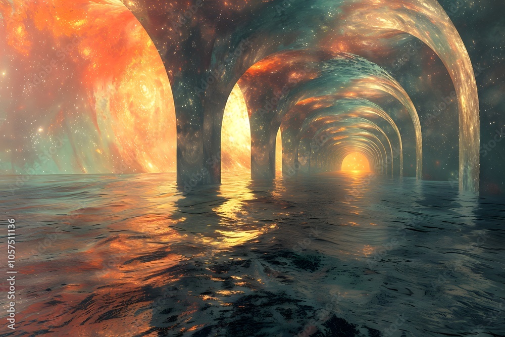 A Cosmic Journey Through Archways of Light and Water A Cosmic Journey Through Archways of Light and Water
