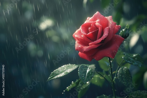 close up leaves rose flower with bokeh