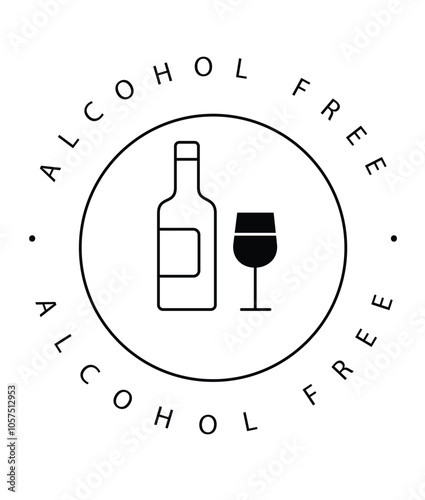 No Alcohol Wine Glass Bottle VEctor Symbol Design