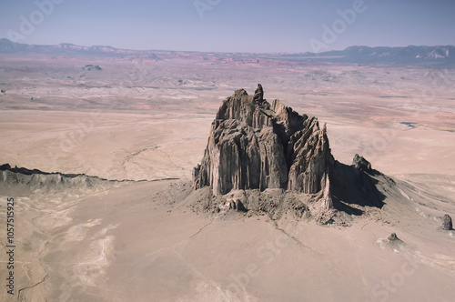 Shiprock in the high-desert plain of the Navajo Nation in New Mexico, USA; Shiprock, New Mexico, United States of America photo