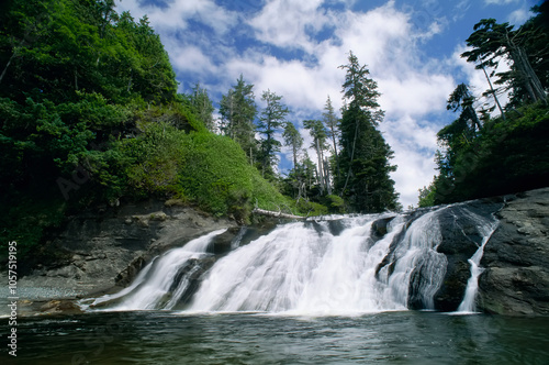 Calvin Falls along Nootka Trail on Nootka Island in BC, Canada; British Columbia, Canada photo