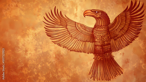 Eagle-headed assyrian god, apkallu. Eagle-headed God. Illustration photo