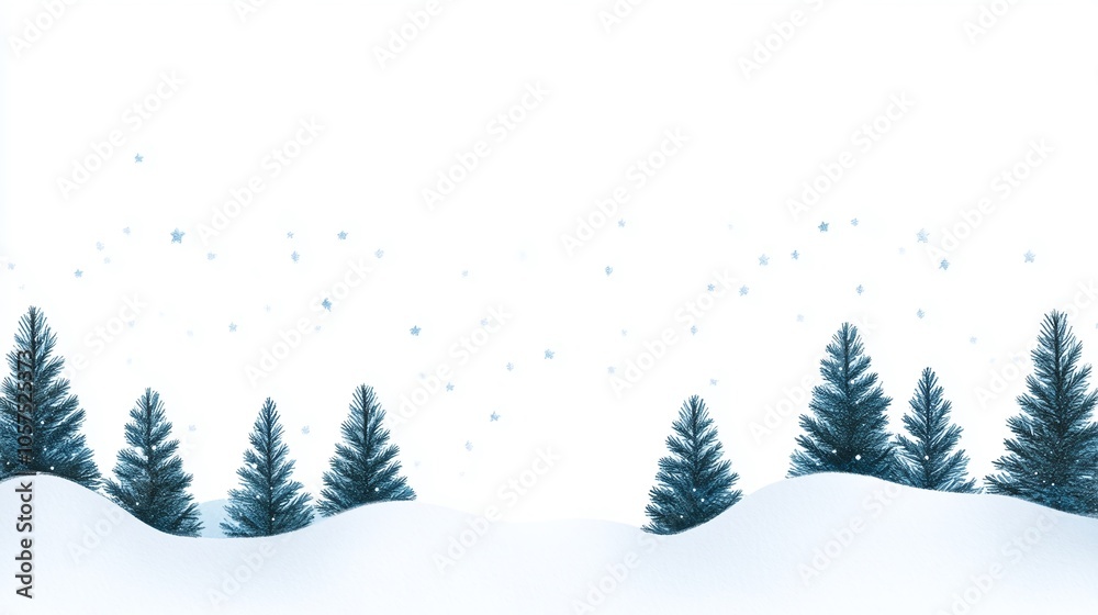 Artistic Christmas Holiday Card with Snowy Landscape Artistic Christmas Holiday Card with Snowy Landscape
