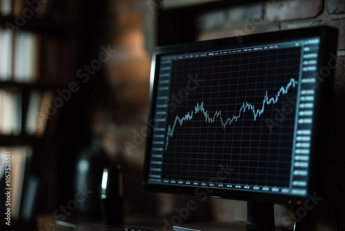 Close up financial chart with uptrend line graph 