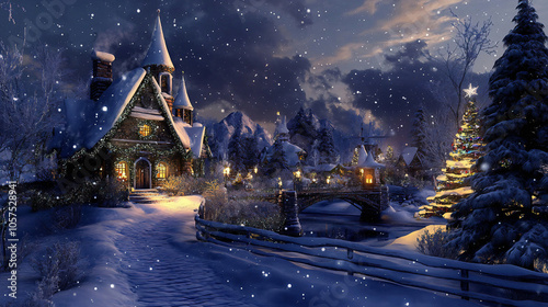 Twilight in a Winter Wonderland Village