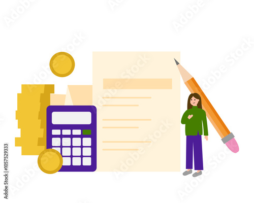 Salary statement. Vector simple color flat illustration.