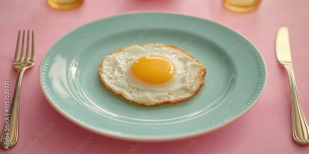 Delightful sunny-side up egg on a retro plate Delightful sunny-side up egg on a retro plate