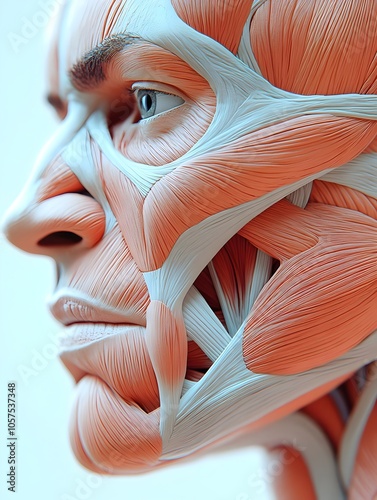 Anatomical Illustration of Facial Muscles in Detail
