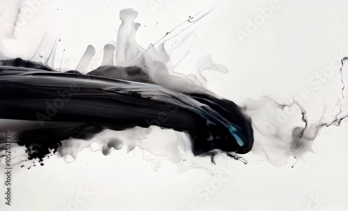 Abstract Ink Flow in Black and White. A Visual Representation of Balance and Energy in Motion.