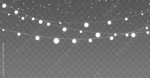 The Christmas garlands are available in a transparent vector background format. This set of Christmas glowing garlands is suitable for use in advertising invitations, web banners and postcards.