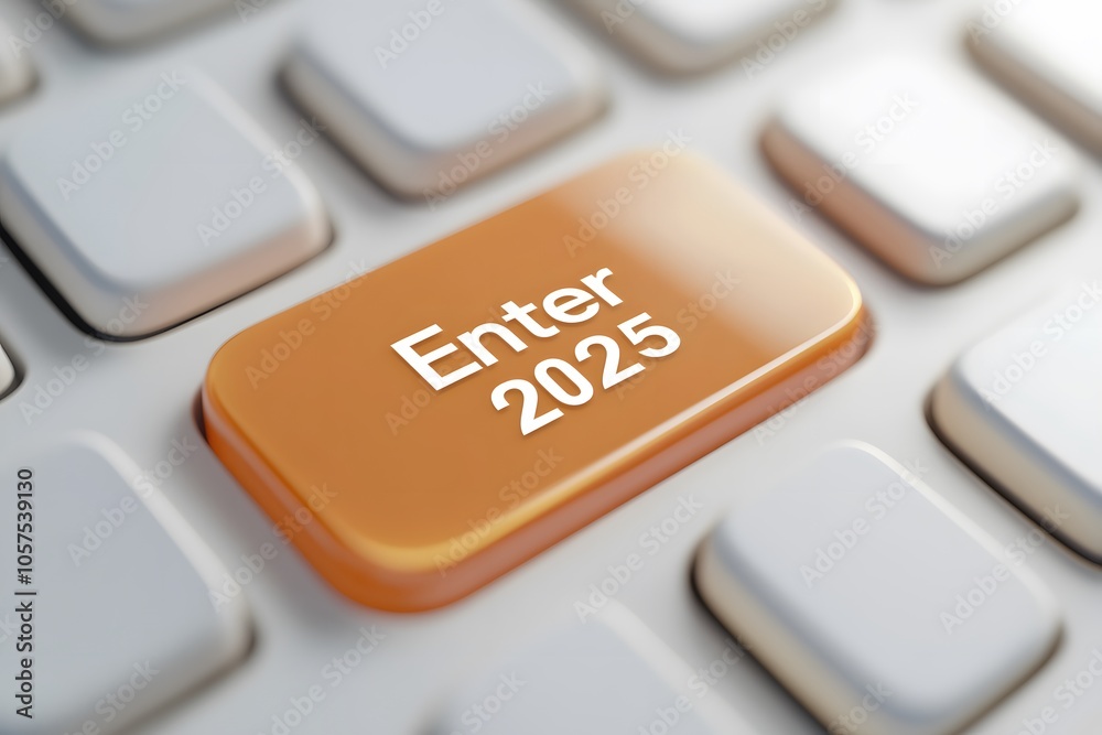 3D render of Enter 2025 on an orange keyboard button 3D render of Enter 2025 on an orange keyboard button