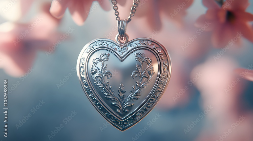 Close-up of a heart-shaped locket, delicate and isolated on a plain background, 4K resolution Close-up of a heart-shaped locket, delicate and isolated on a plain background, 4K resolution