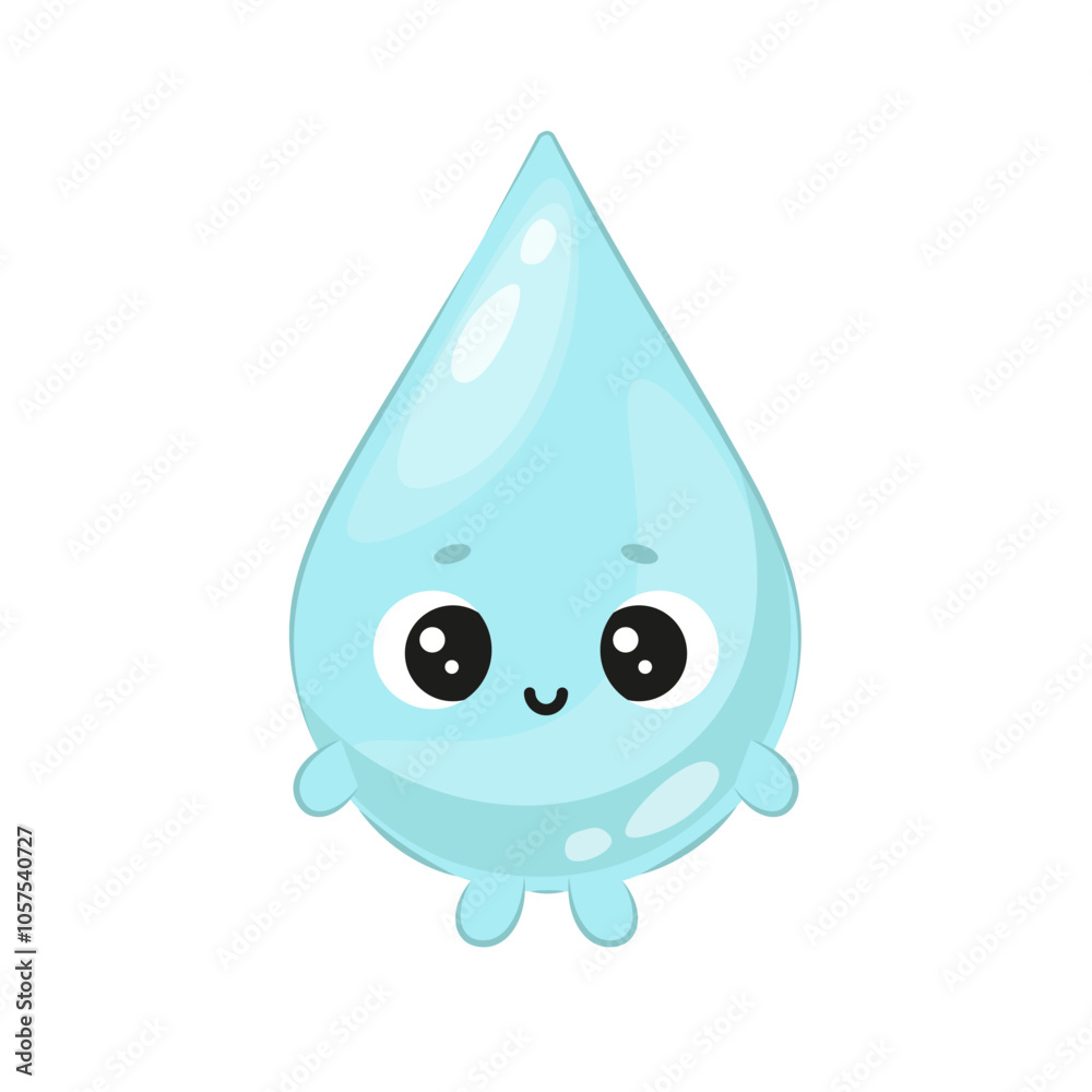 Cute water drop character with big eyes on white background Cute water drop character with big eyes on white background