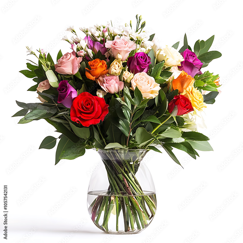 Bouquet of flowers in vase isolated on white Bouquet of flowers in vase isolated on white