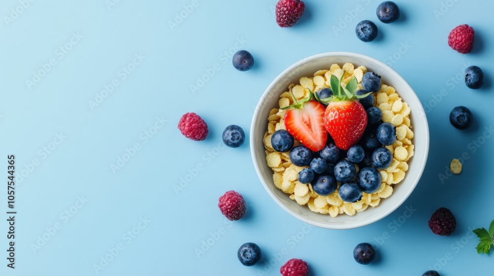 Cereal bowl with blueberries and strawberries Cereal bowl with blueberries and strawberries