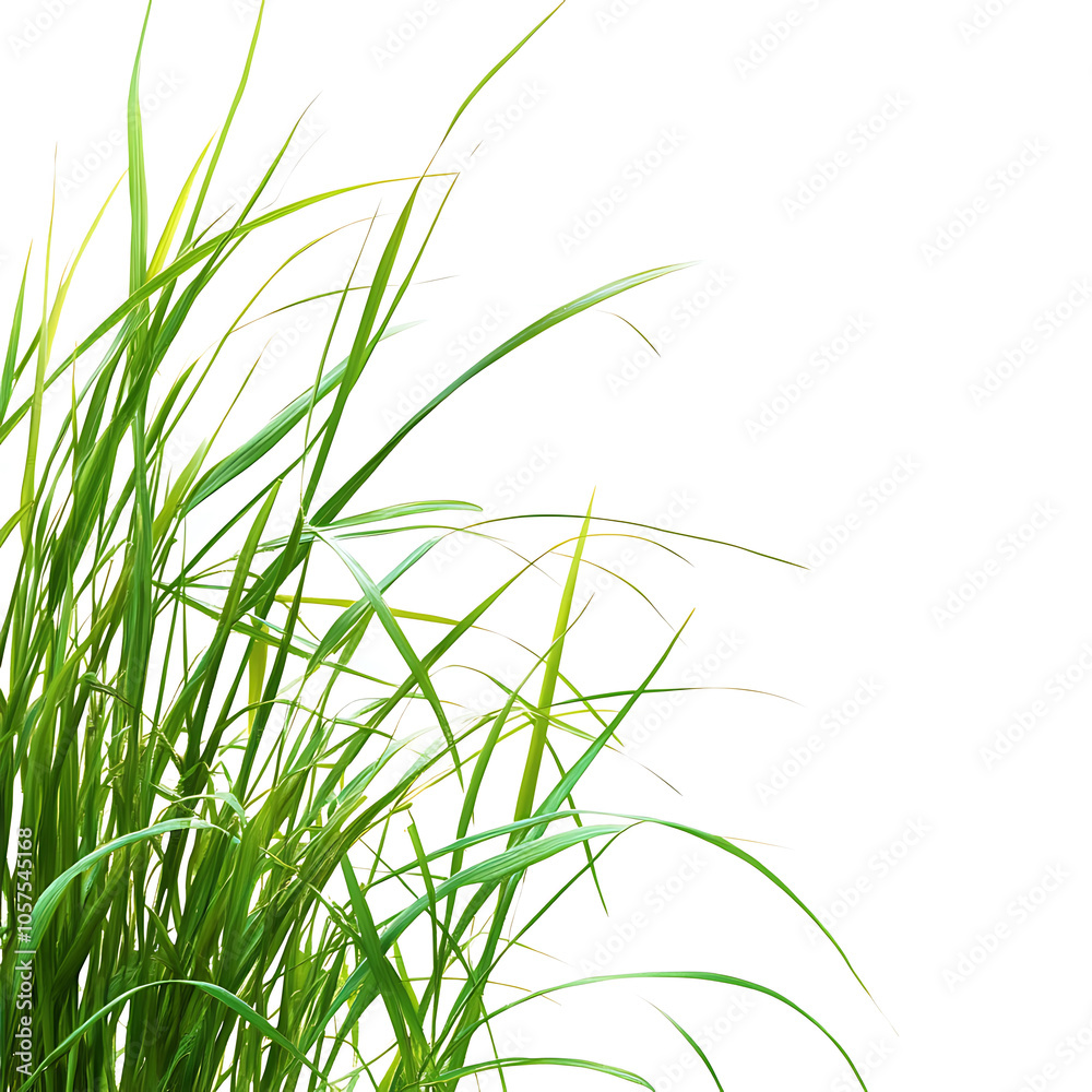 Obraz premium Natural banner with fresh grass isolated on white background