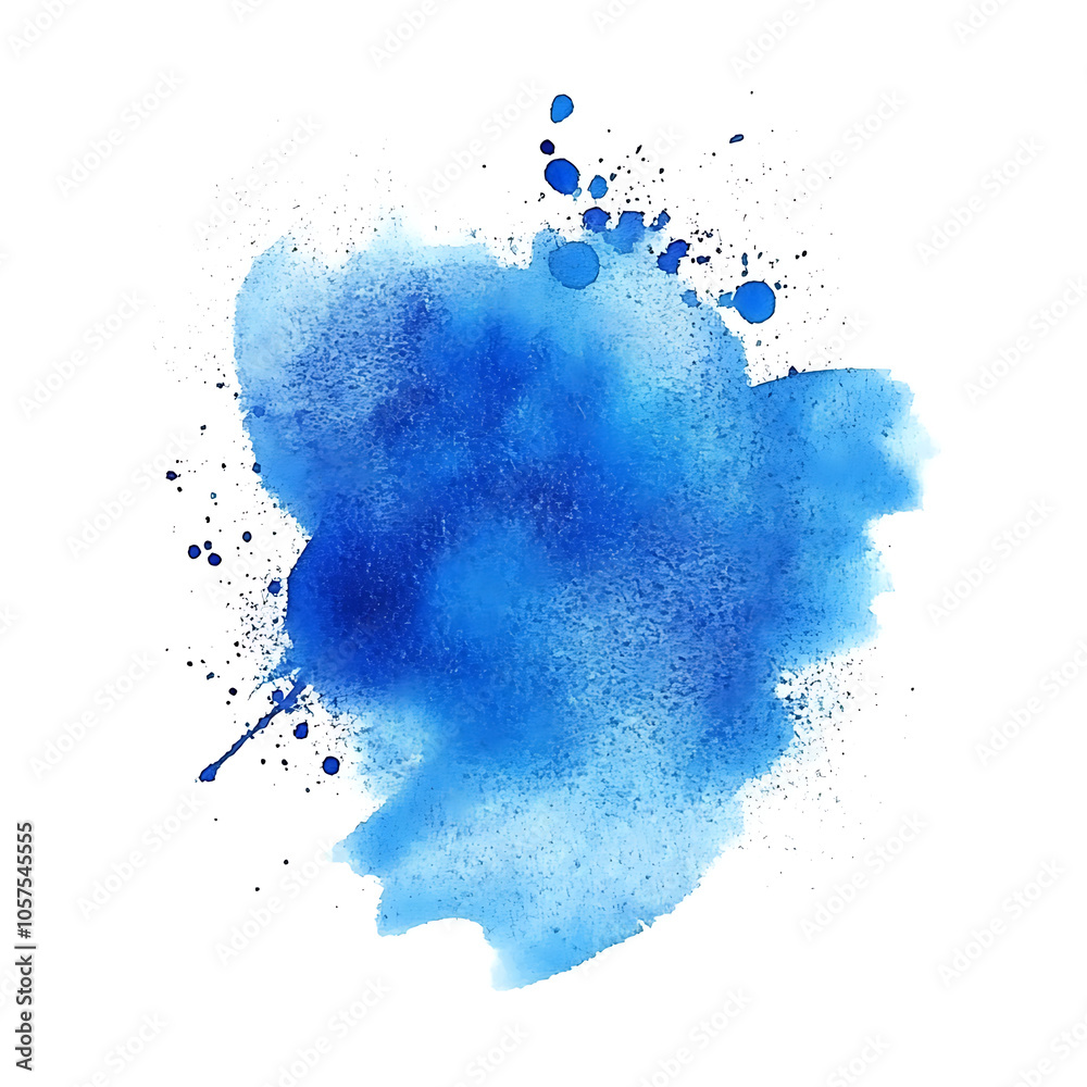 Watercolor stain blue on white background isolated Watercolor stain blue on white background isolated