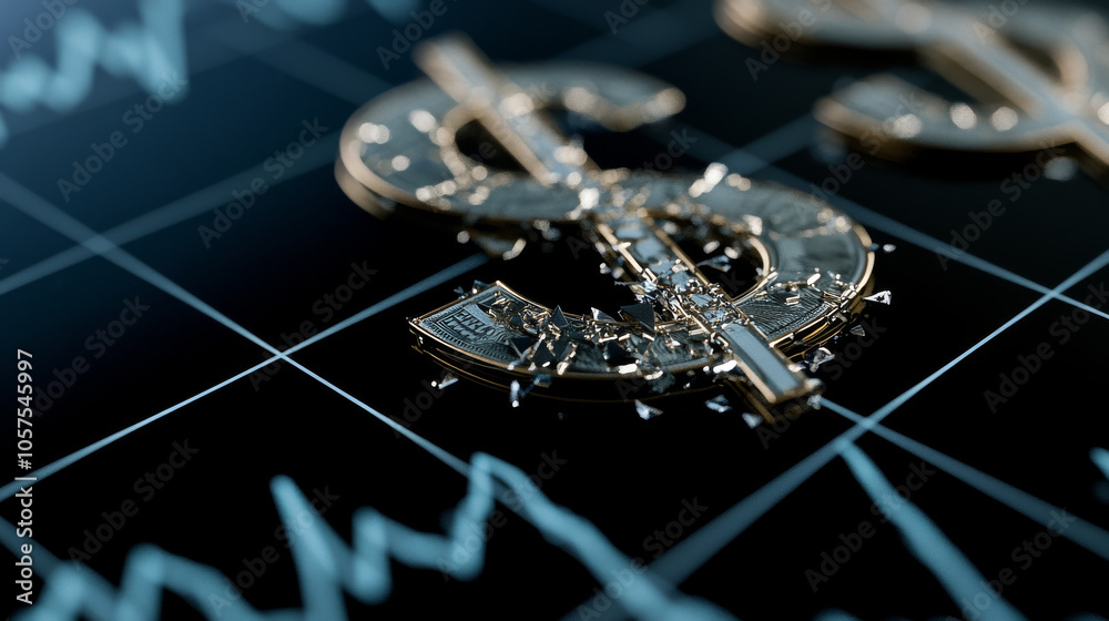 Digital dollar sign on stock chart background, symbolizing finance trends Digital dollar sign on stock chart background, symbolizing finance trends