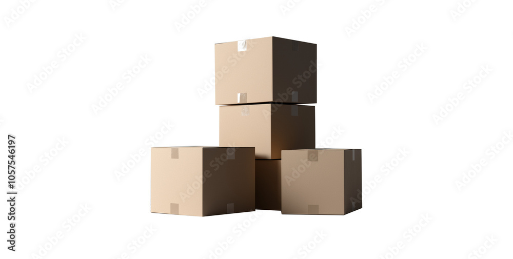 group of Several closed cardboard boxes PNG on transparent background generative ai group of Several closed cardboard boxes PNG on transparent background generative ai
