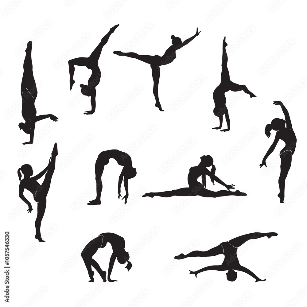 set of vector icon gymnast silhouette set of vector icon gymnast silhouette