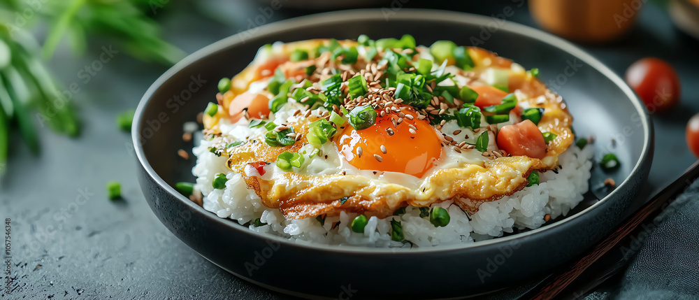 Fluffy japanese-style omelette on rice a rich and delicious culinary experience Fluffy japanese-style omelette on rice a rich and delicious culinary experience