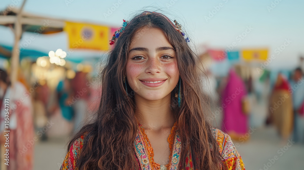 Joyful Portrait of a Vibrant Festival Participant Joyful Portrait of a Vibrant Festival Participant