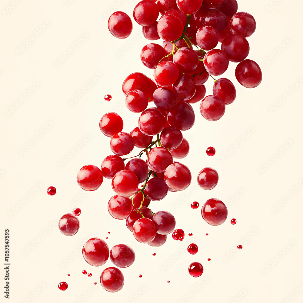 Falling red grapes mockup cutout Falling red grapes mockup cutout