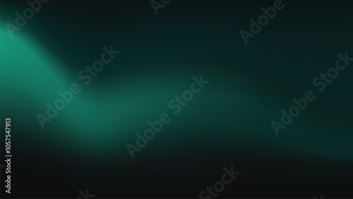 Dark emerald green gradient background with glowing light wave design. Vector illustration