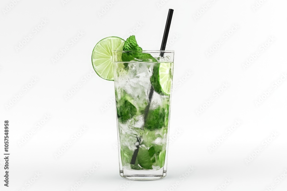 Mojito cocktail on white background Mojito cocktail on white background
