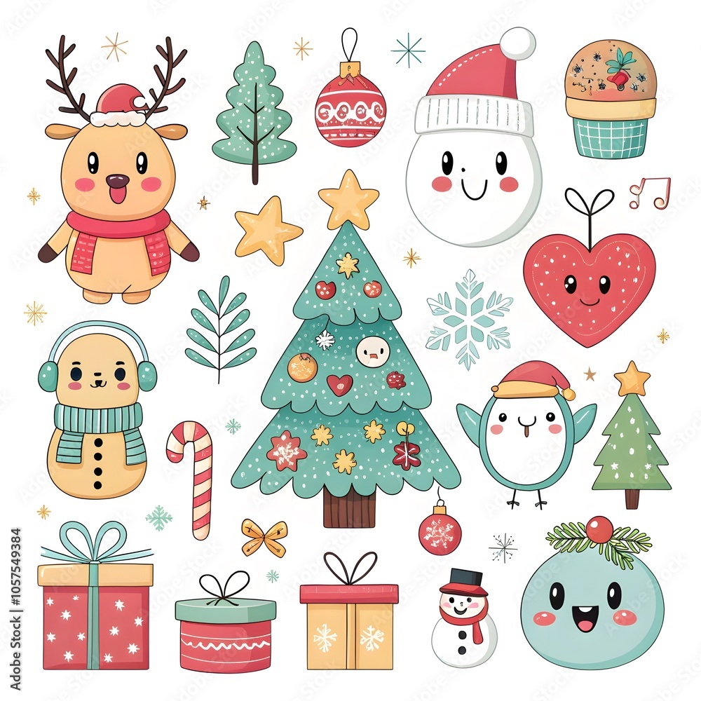 Christmas Ornaments with Santa Claus, Reindeer, and Snowman element collection Christmas Ornaments with Santa Claus, Reindeer, and Snowman element collection