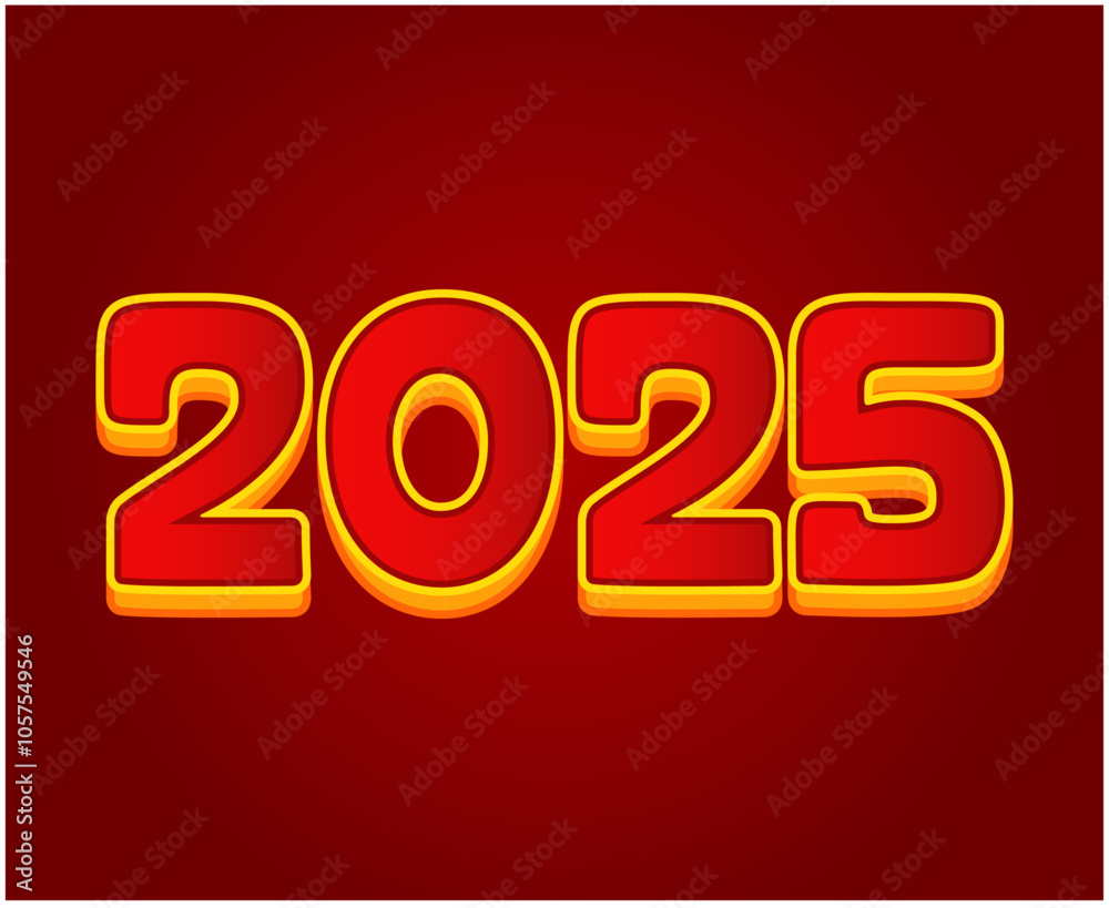 2025 Happy New Year Abstract Yellow And Red Typography Numbers Design Vector Illustration 2025 Happy New Year Abstract Yellow And Red Typography Numbers Design Vector Illustration