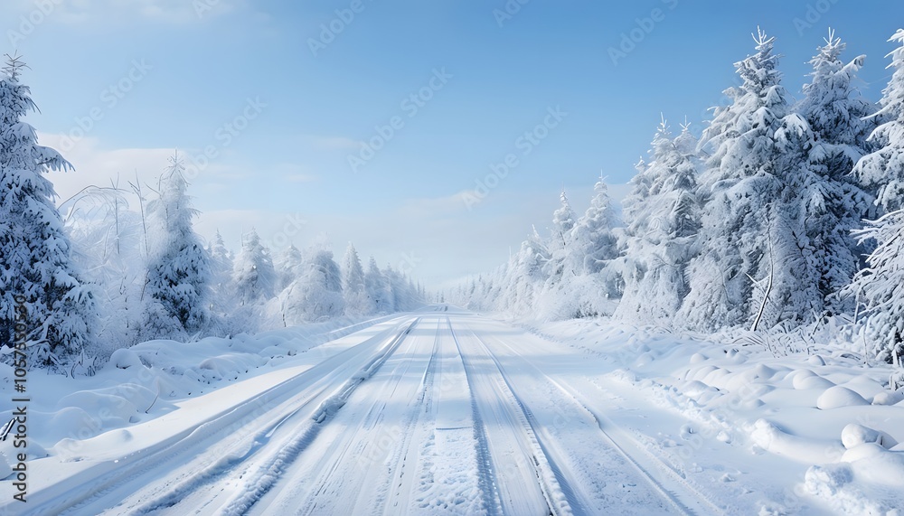 Snowy Road in a Winter Wonderland Snowy Road in a Winter Wonderland