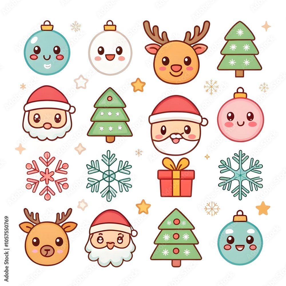 Christmas Ornaments with Santa Claus, Reindeer, and Snowman element collection Christmas Ornaments with Santa Claus, Reindeer, and Snowman element collection