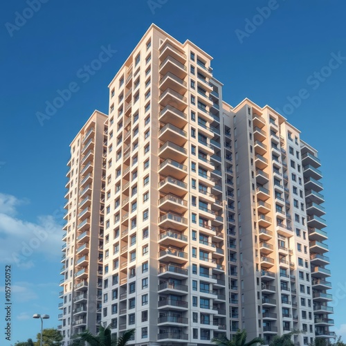 Modern apartment complex against blue sky background Condominium 