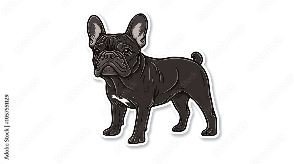 Fototapeta premium Adorable sticker of mischievous French Bulldog with playful expression