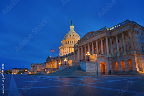  US Capitol building at sunset, Washington DC, USA.