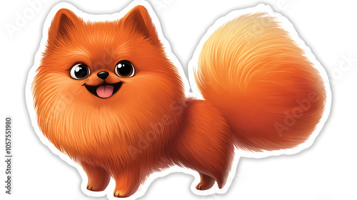 Fluffy Pomeranian character with cheerful expression and vibrant fur