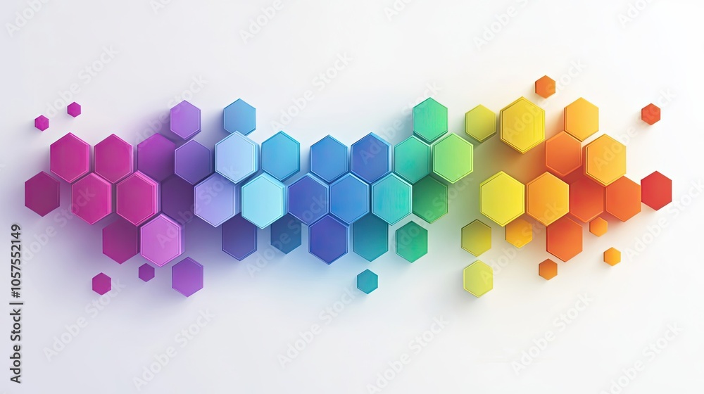 Abstract Rainbow Pattern with Hexagon Shapes Abstract Rainbow Pattern with Hexagon Shapes