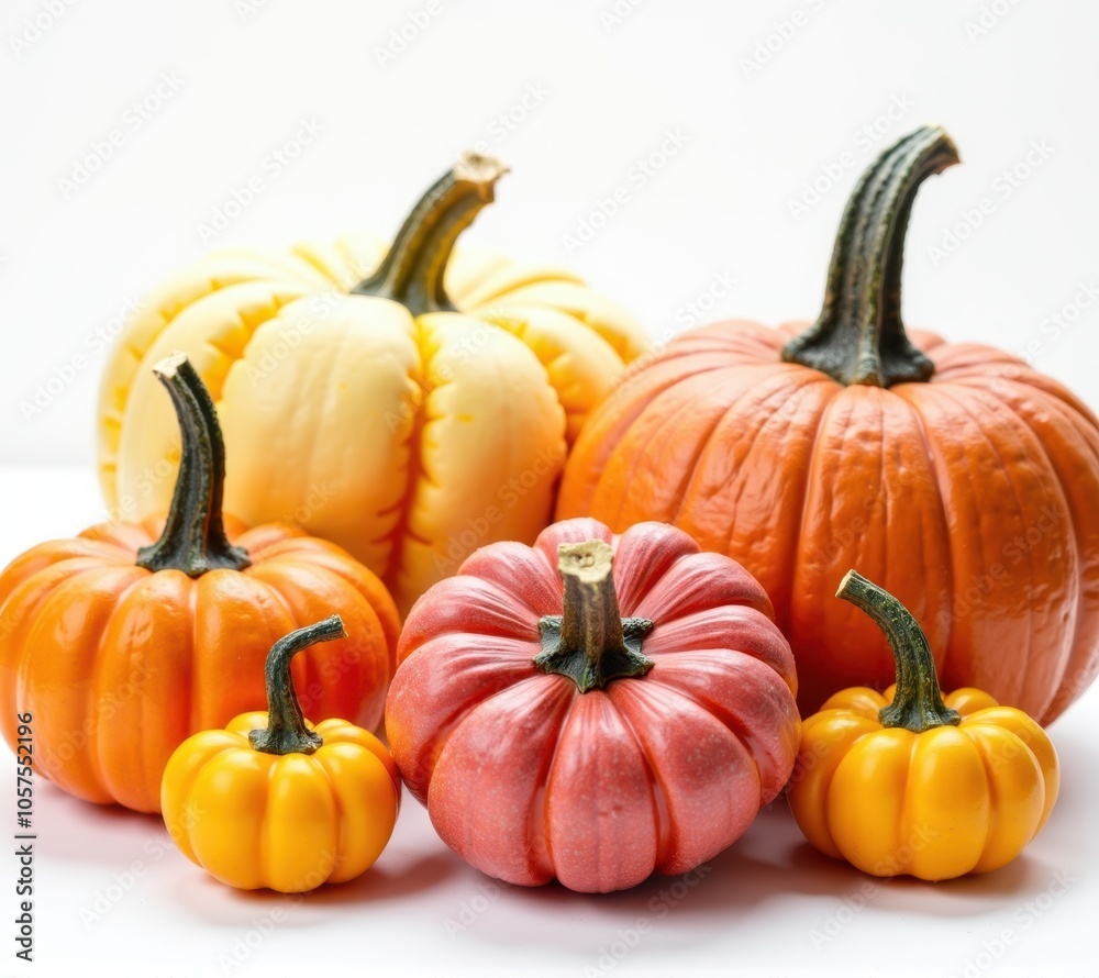 pumpkins different vegetables on white background pumpkins different vegetables on white background
