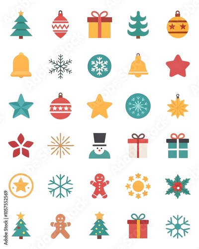 Christmas Ornaments with Santa Claus, Reindeer, and Snowman element collection 