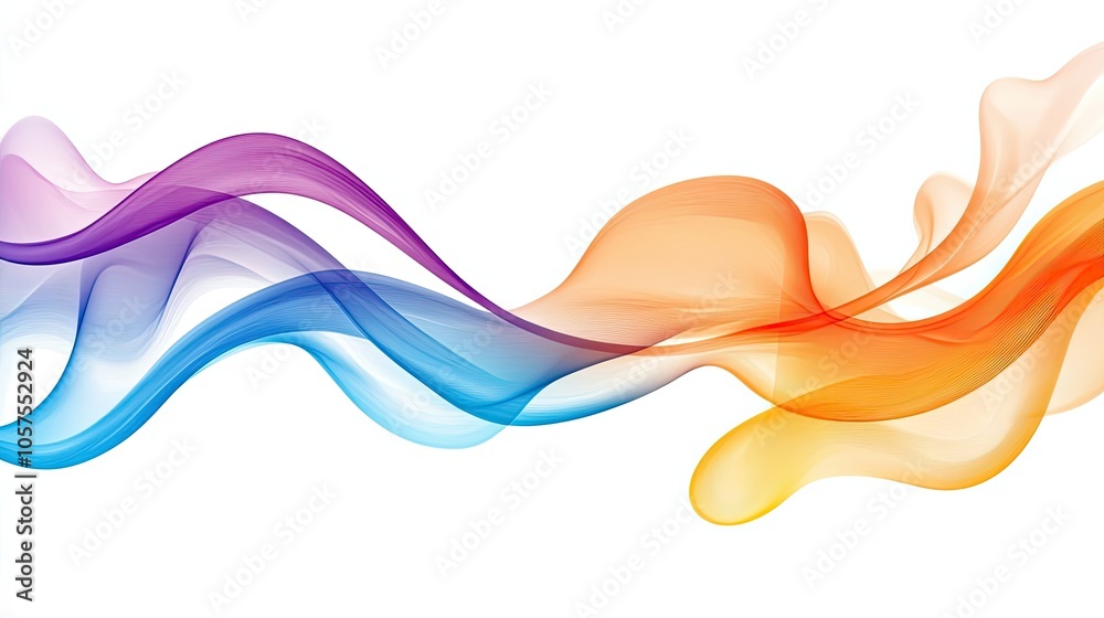 Abstract Colorful Wavy Lines Against White Background