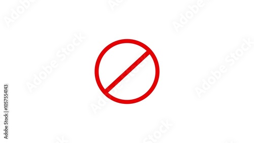 Warning, stop or no entry forbidden red circle on background. Animation of delete, denied, ban or block icon. 4k Animation