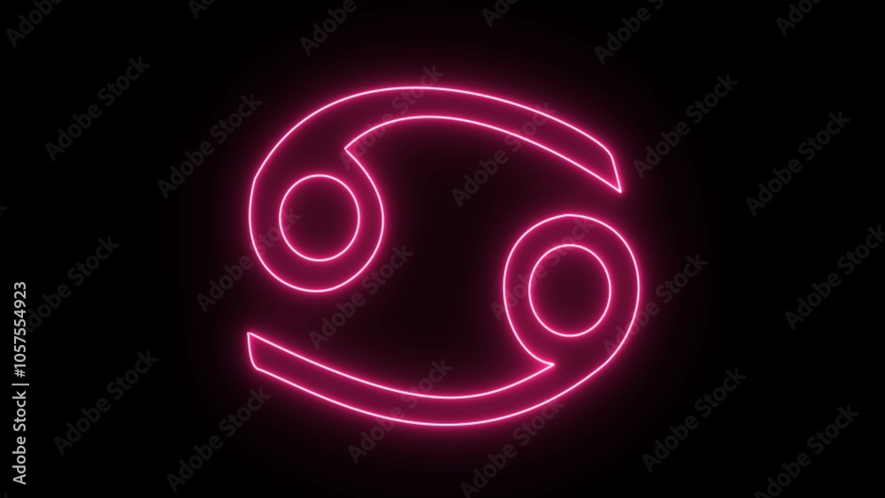 Neon cancer node icon cyan blue color glowing animated on black background. Neon cancer node icon cyan blue color glowing animated on black background.