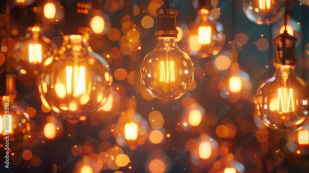 A dynamic and vibrant design showcasing a multitude of bright light bulbs in a visually appealing arrangement. A dynamic and vibrant design showcasing a multitude of bright light bulbs in a visually appealing arrangement.